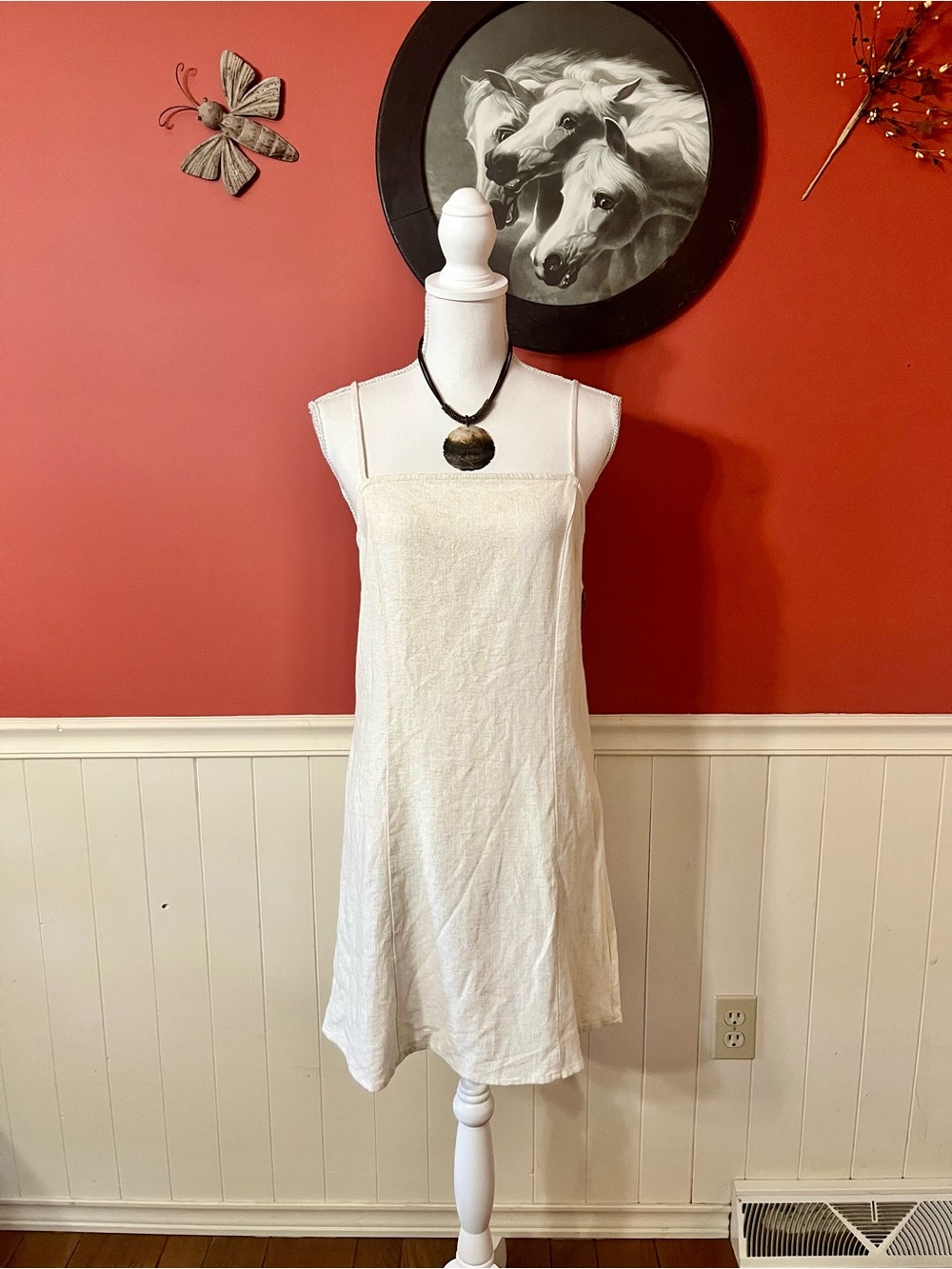 Sienna Sky Linen Blend Cream Color Mini Dress Size Medium